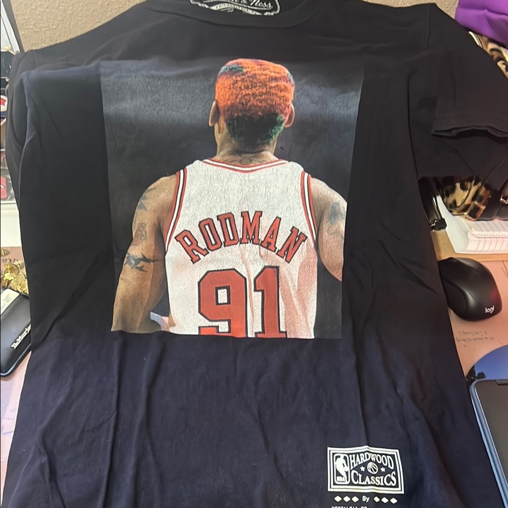 Black NBA Hardwood Classics Rodman T-Shirt